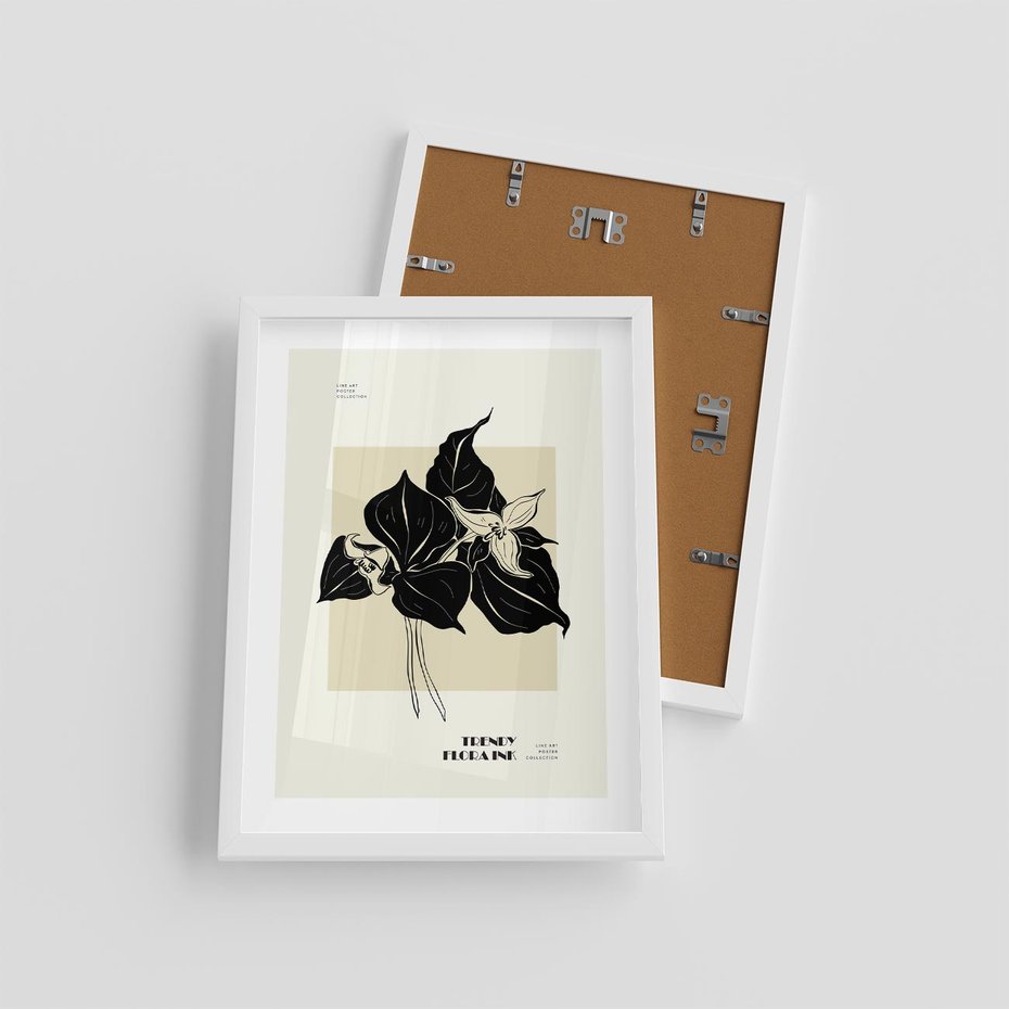 Plakat w ramie 30x40 - Ekspresja w szkicowanych kształtach - kwiaty, typografia - rama biała