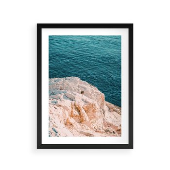 Plakat w ramie 50x70 - Klifowy Horyzont: Brzeg Morza - brzeg morza, klify - rama czarna