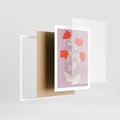 Plakat w ramie 50x70 - Migotliwe Widzenie Kwiatów - nowoczesny plakat, roślinne motywy - rama biała