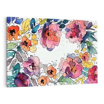 Obraz na płótnie 100x70 - Rozkwitające marzenia - akwarelowe kwiaty, kolory