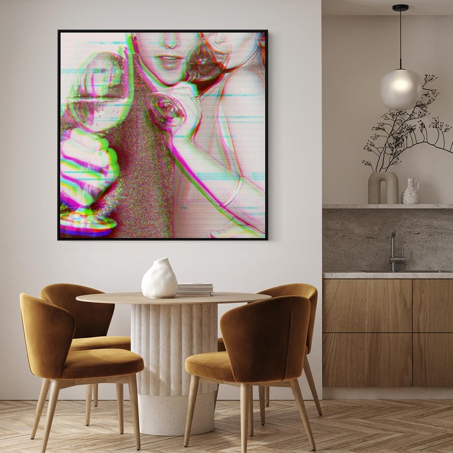 Obraz w ramie 50x50 - Zakochani na Kliszy - zdjecie, stara prześwietlona klisza - rama czarna