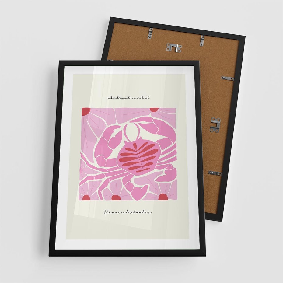 Plakat w ramie 50x70 - Rozświetlone Impresje - abstrakcyjny plakat, krab - rama czarna