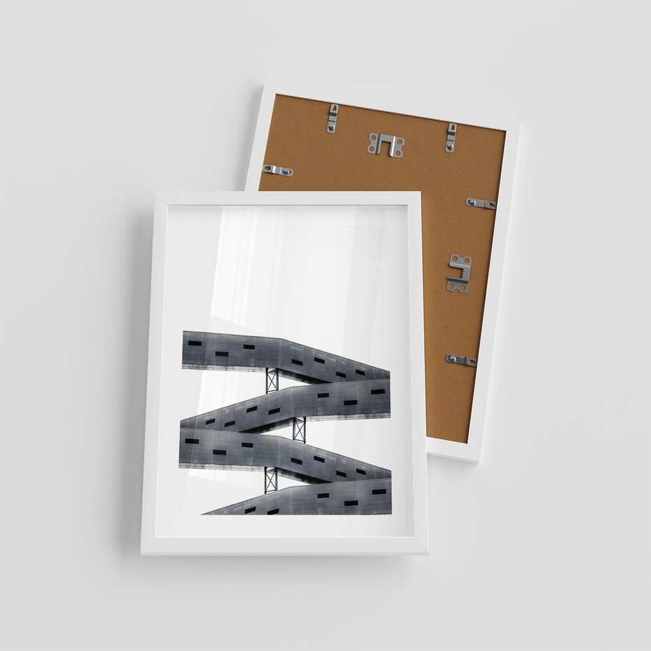 Plakat w ramie 30x40 - Monochromatyczna Sztuka Nowoczesnych Budynków - architektura, nowoczesne formy - rama biała