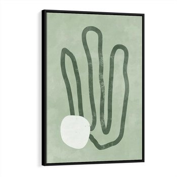 Obraz w ramie 70x100 - Spokojne Kształty Natury - zielona abstrakcja, zgaszona zieleń - rama czarna