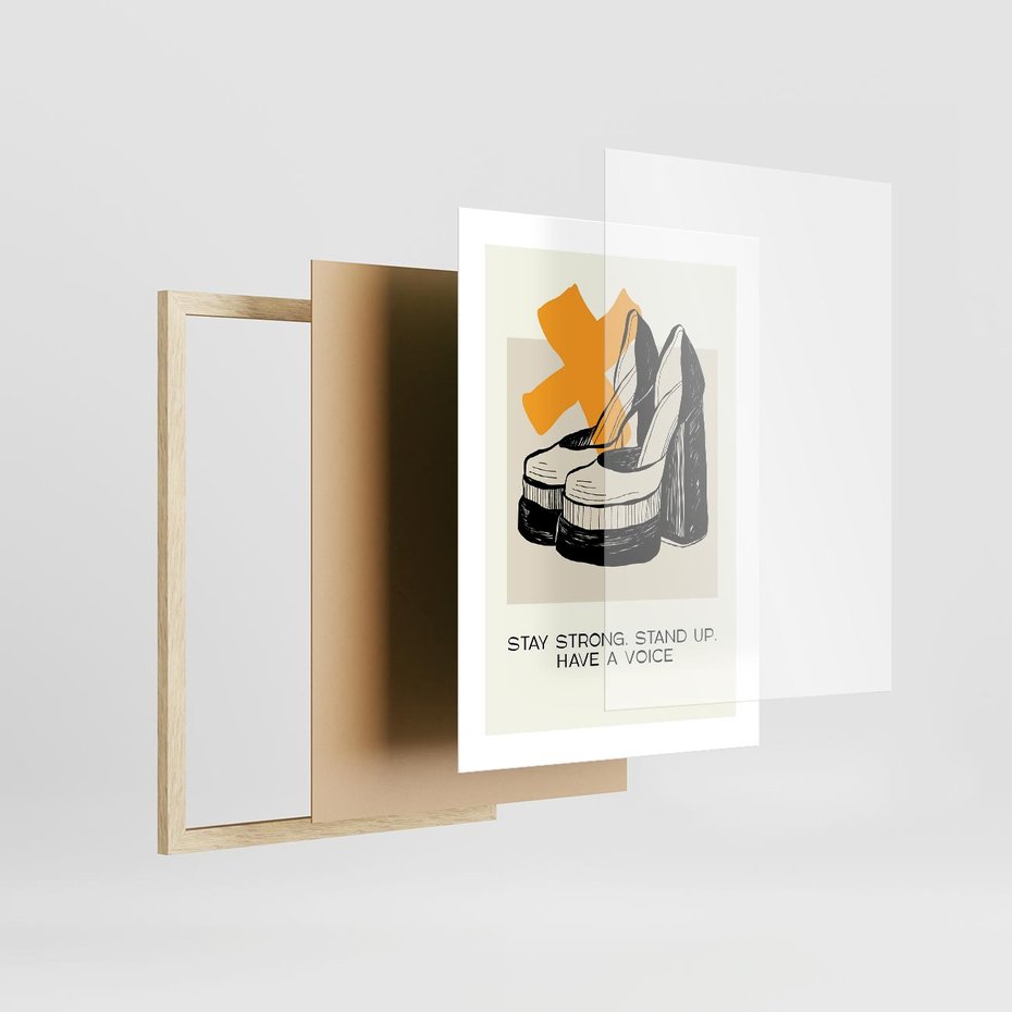 Plakat w ramie 30x40 - Kobiece Obcasy - plakat, minimalizm - rama drewno