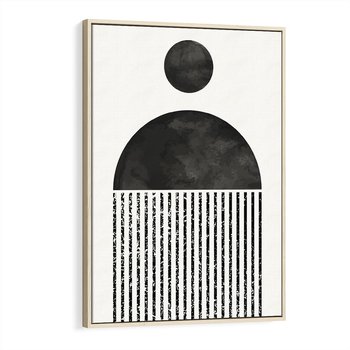 Obraz w ramie 50x70 - Księga Wibracji - abstrakcyjne czarno białe formy, minmalizm - rama drewno