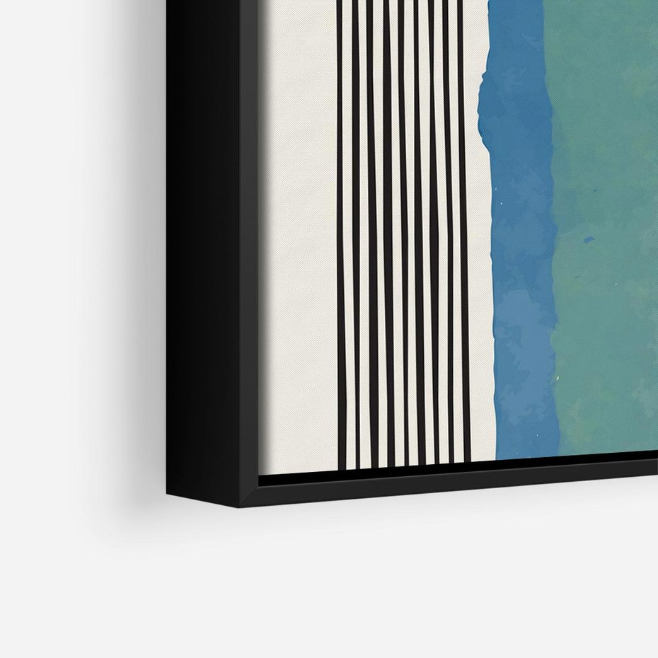 Obraz w ramie 50x50 - Kolorowe Spektrum - kolorowa geometria, prostokąty w intensywnych kształtach i czarne kreski - rama czarna