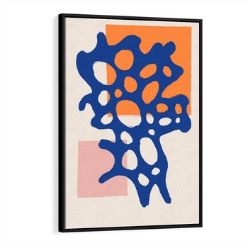 Obraz w ramie 50x70 - Migotliwe Nastroje - abstrakcyjna niebieska forma, dziwne kształty - rama czarna