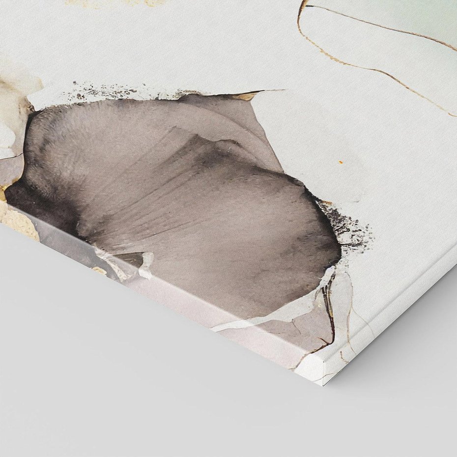 Obraz na płótnie 80x80 - Nowoczesne Elegancje - akwarela, złote linie i plamy