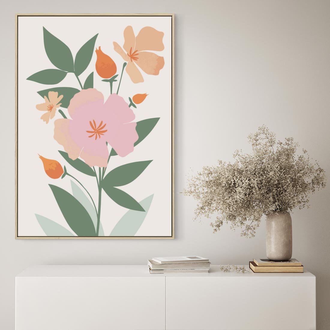Obraz w ramie 80x120 - Kwiatowe Nastroje - kwiat, sztuka nowoczesna - rama drewno