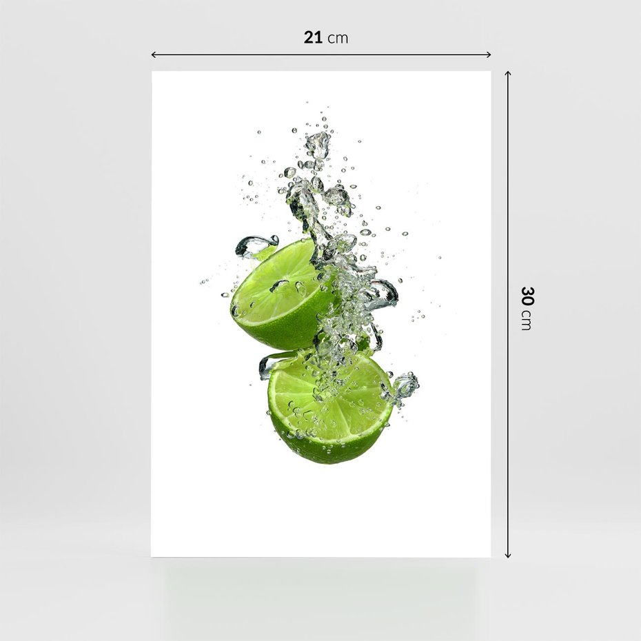 Plakat bez ramy 21x30 - Kuchenne limonki na stole - limonki, kuchnia