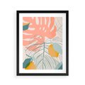 Plakat w ramie 40x50 - Sztuka Natury: Liście Monstery w Pastelach - nowoczesna grafika, pastelowe liście monstery - rama czarna