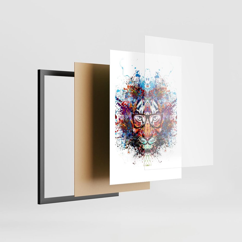 Plakat w ramie 50x70 - Tygrys w graficznej oprawie - tygrys, grafika - rama czarna