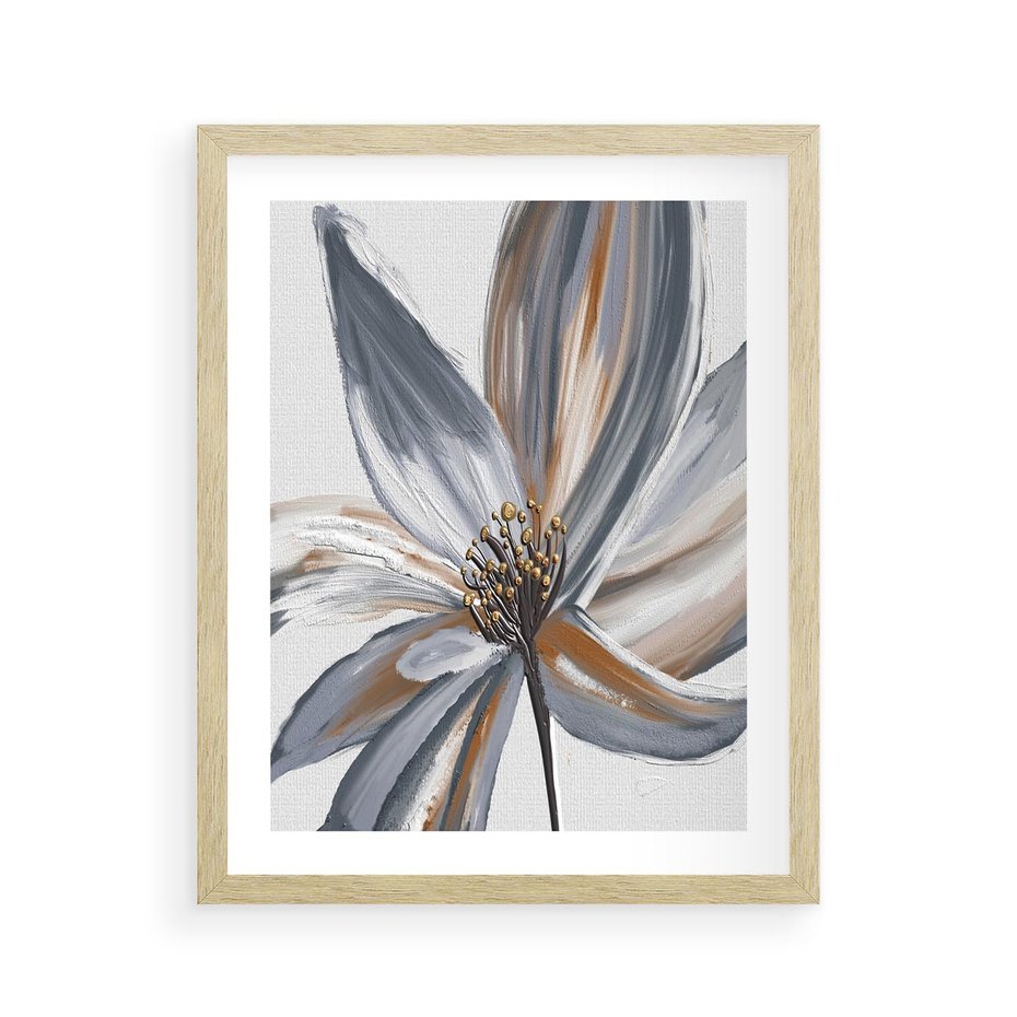 Plakat w ramie 40x50 - Olejne kwiaty - wyraz emocji - kwiaty, malowane - rama drewno