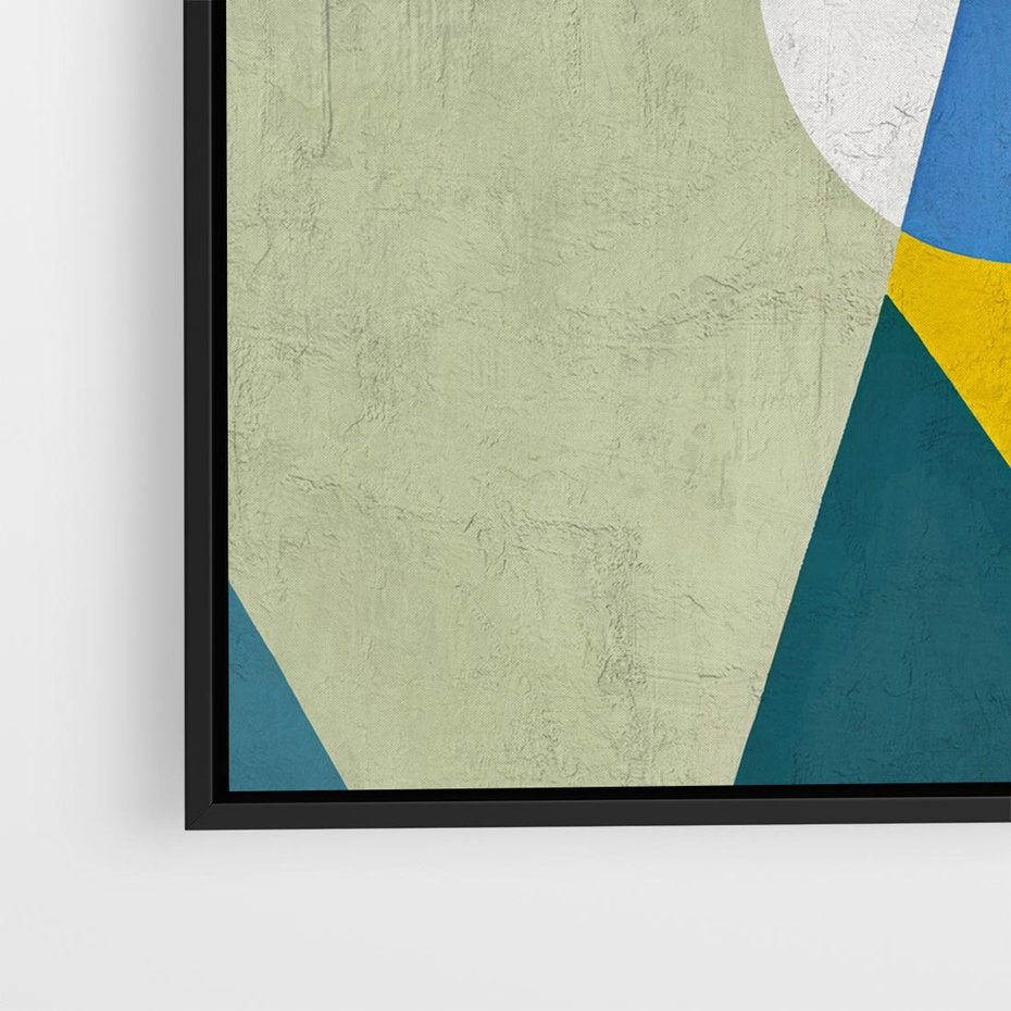 Obraz w ramie 50x50 - Taniec Subtelnych Odbić - abstrakcyjne geometryczne kształty, olejny obraz - rama czarna