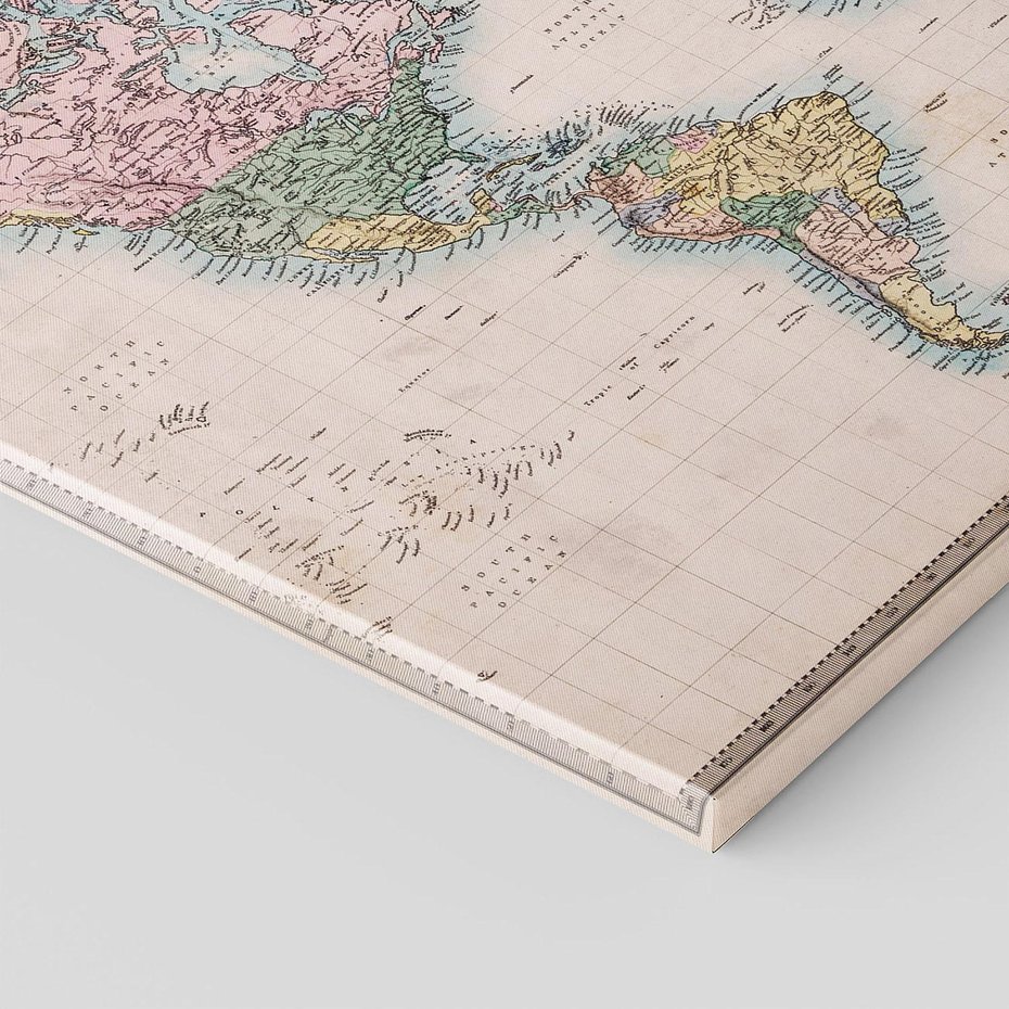 Obraz na płótnie 120x80 - Światło Przeszłości - retro mapa świata, mapa