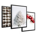 Zestaw obrazy w ramie 30x40 galeria - Zima, szyszki, śnieg - rama czarna