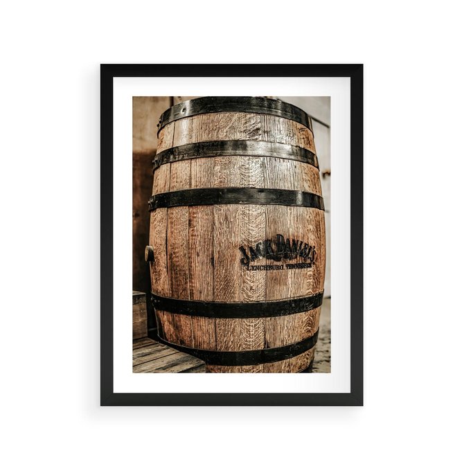 Plakat w ramie 30x40 - Rustykalna Whisky - beczka whiskey, jack daniel's - rama czarna