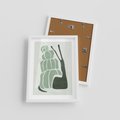 Plakat w ramie 30x40 - Zielona Równowaga - abstrakcyjny zielony ślimak, skandynawski design - rama biała