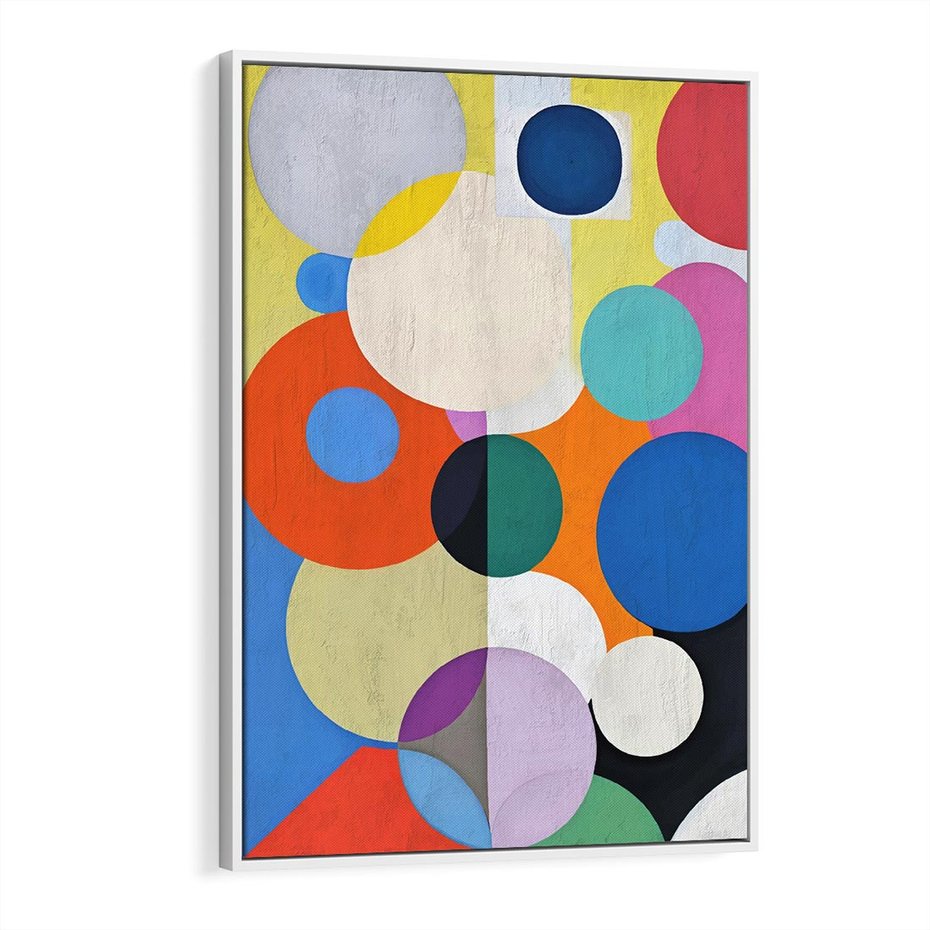 Obraz w ramie 50x70 - Tajemnicze Odbicia Czasu - abstrakcyjne geometryczne kształty, olejny obraz - rama biała