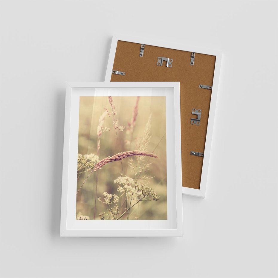 Plakat w ramie 30x40 - Boho Wizja - suszone, trawy - rama biała