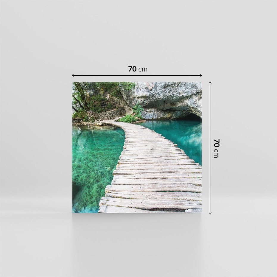 Obraz na płótnie 70x70 - Most nad skalistymi wodami - most, woda