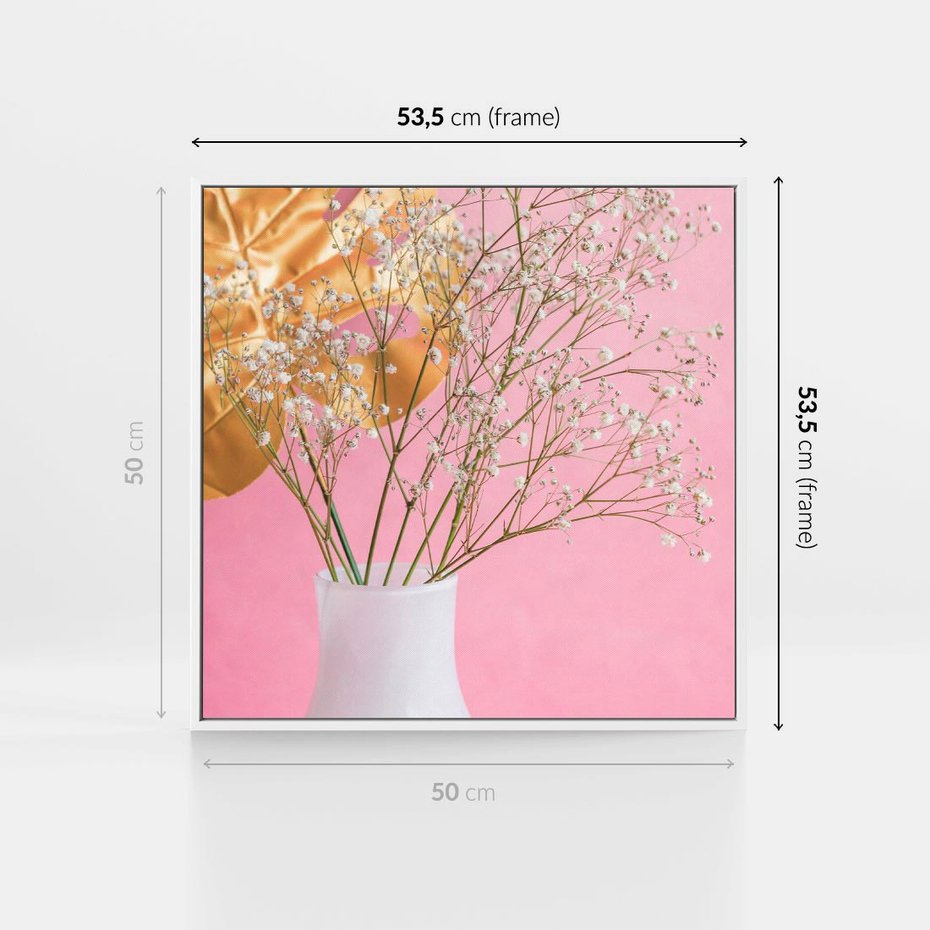 Obraz w ramie 50x50 - Przyjemność Złotej Natury - złote, liście - rama biała