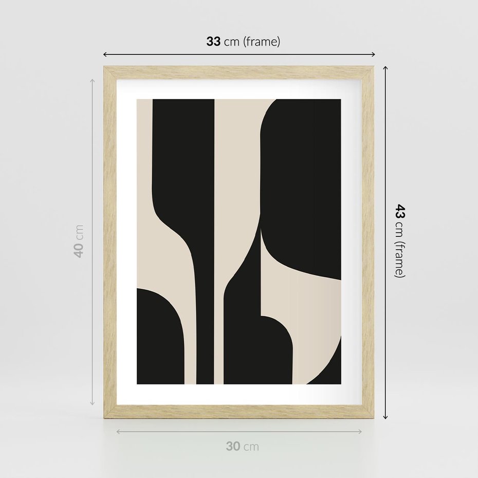 Plakat w ramie 30x40 - Abstrakcyjne Linie - boho plakat, rycina - rama drewno