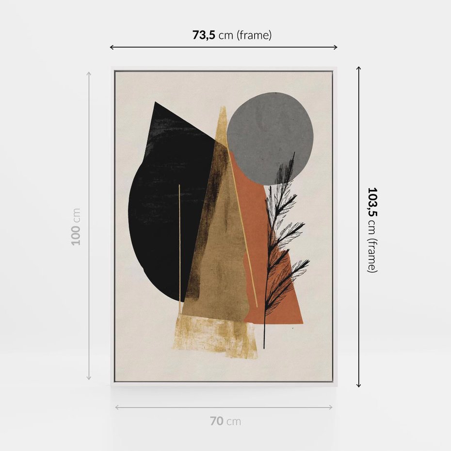 Obraz w ramie 70x100 - Wibracje Barw Ziemi - abstrakcyjny obraz, dziwne formy - rama biała