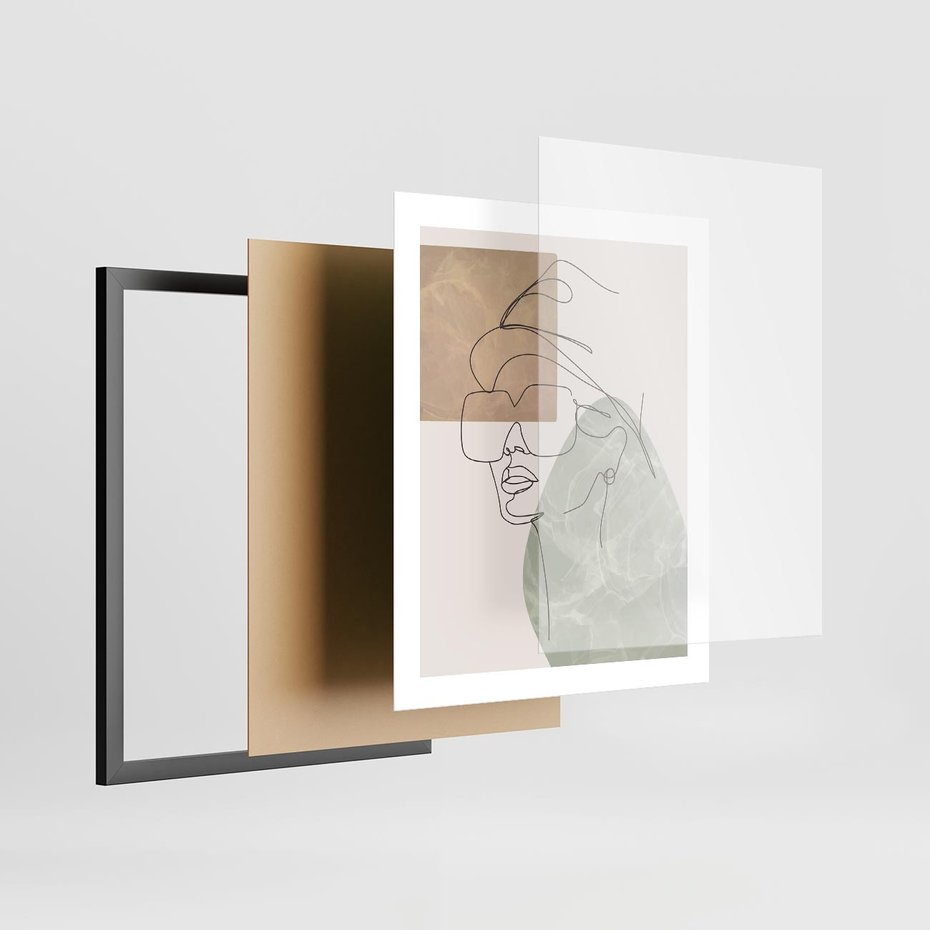 Plakat w ramie 40x50 - Geometria i Szkic - nowoczesny obraz, grafika - rama czarna