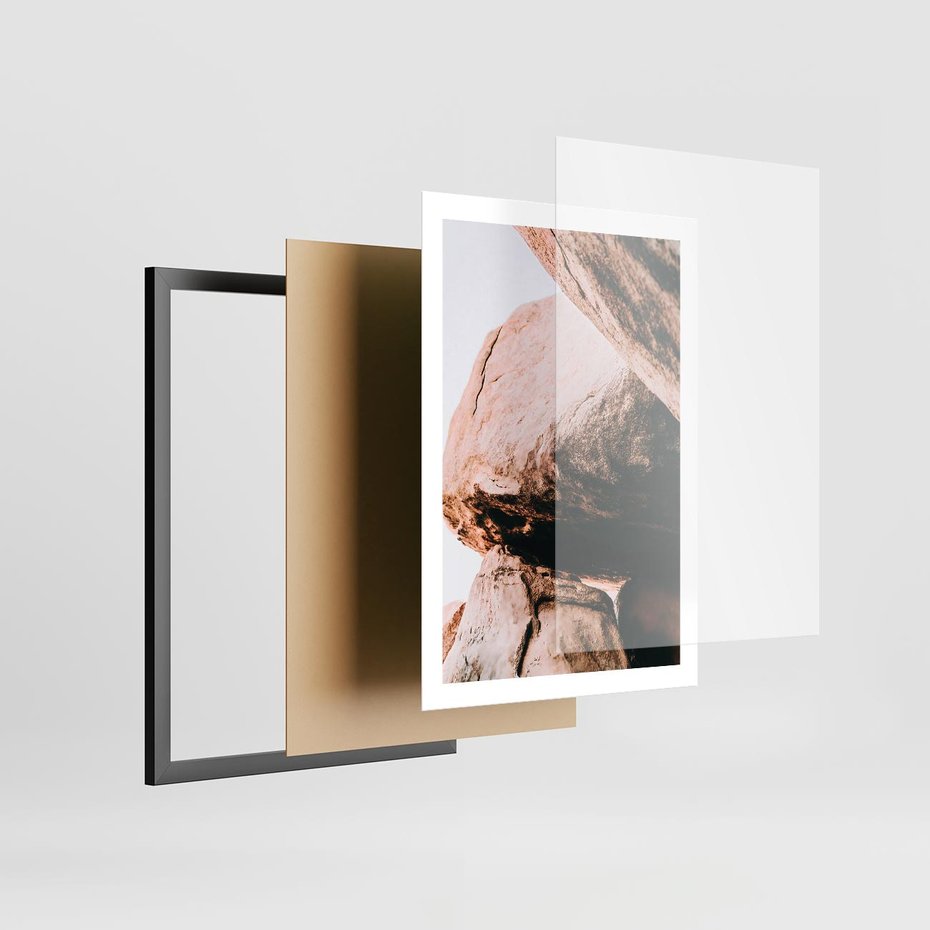 Plakat w ramie 50x70 - Tekstura Brązu - skały, głazy - rama czarna