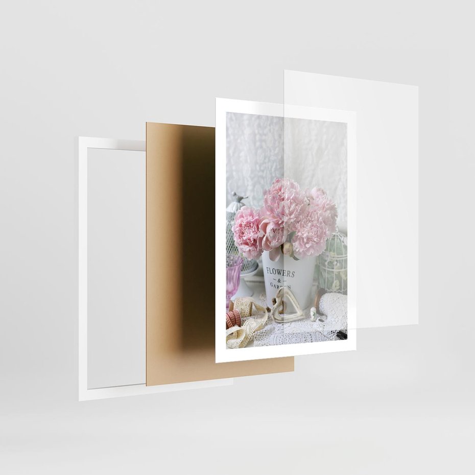 Plakat w ramie 50x70 - Miłość w powietrzu - kwiaty, romantyczne - rama biała