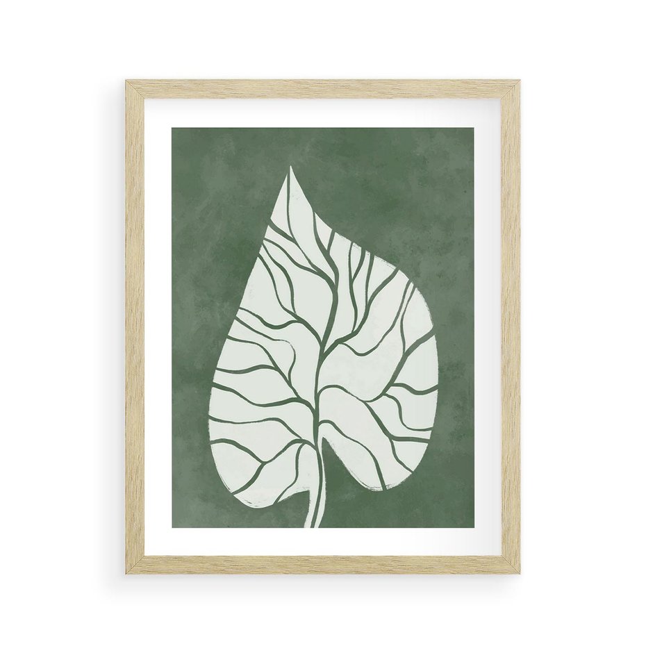 Plakat w ramie 40x50 - Migotliwe Wnętrze Zieleni - zielony plakat, roślinne motywy - rama drewno