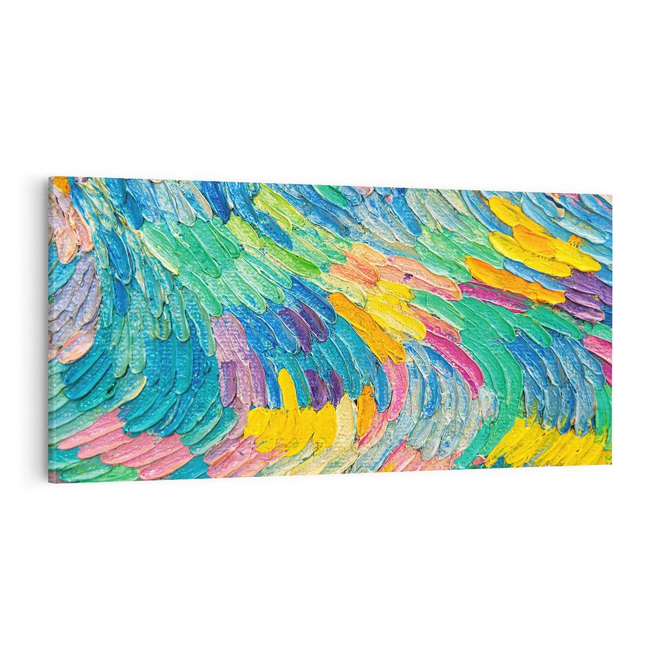 Obraz na płótnie 100x50 - Egzotyczne Pióra - abstrakcyjne dzieło, farby olejne