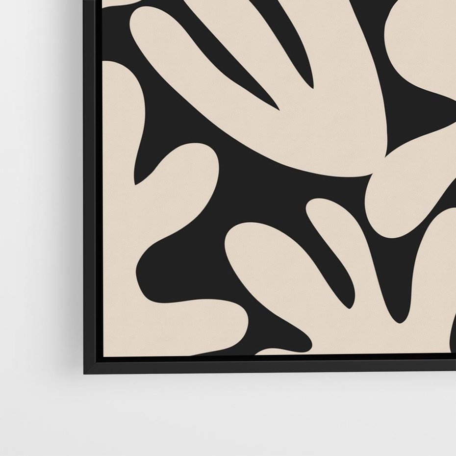 Obraz w ramie 50x50 - Księga Ukrytych Widoków - abstrakcyjne czarno białe formy, minimalizm - rama czarna