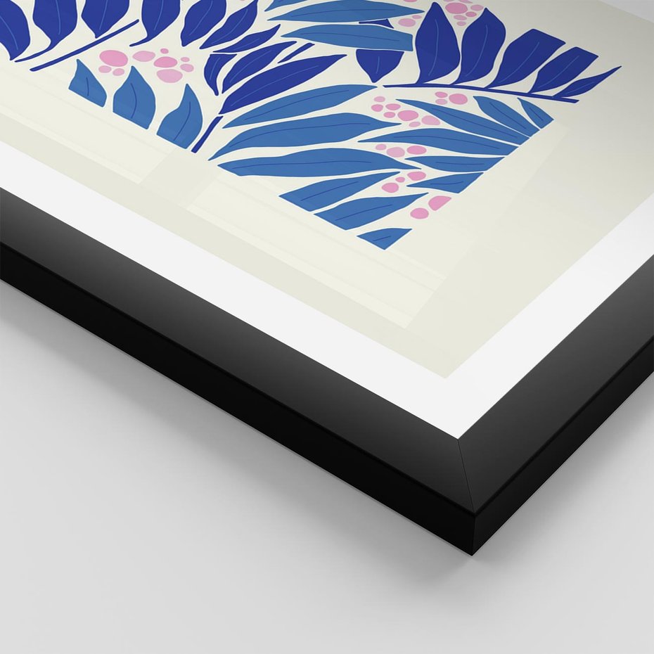 Plakat w ramie 40x50 - Kolorowy Wir - liściasta kompozycja, nowoczesny plakat - rama czarna