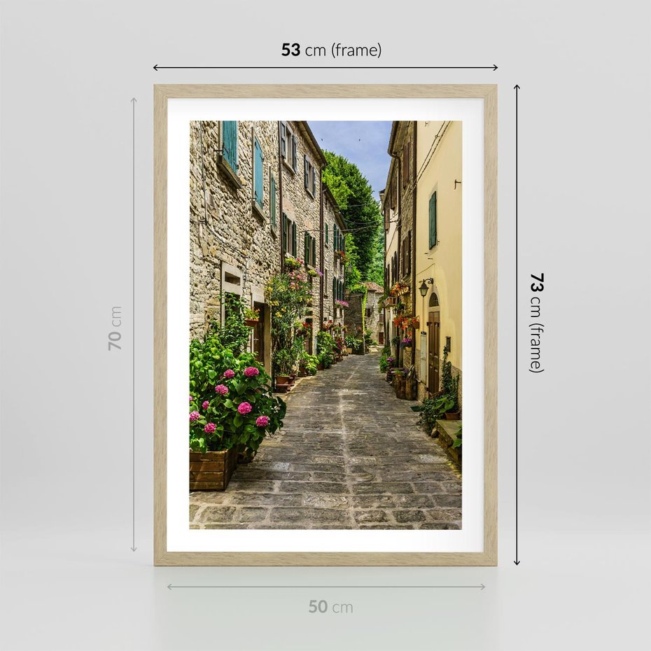 Plakat w ramie 50x70 - Spacer po Złotej Alei - uliczka, perspektywa - rama drewno
