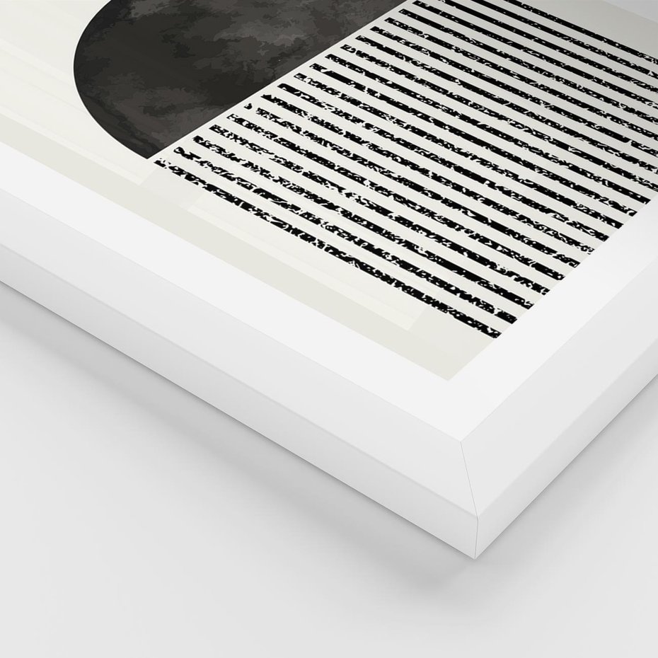 Plakat w ramie 30x40 - Księga Wibracji - abstrakcyjne czarno białe formy, minmalizm - rama biała