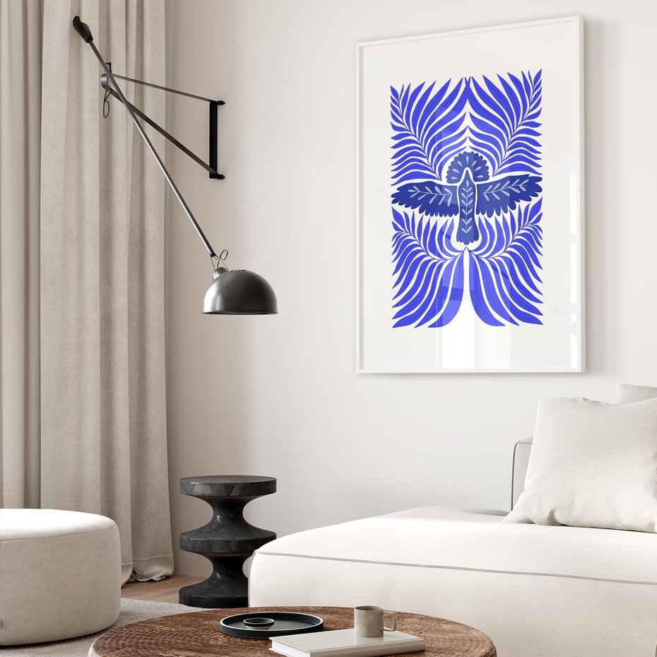 Plakat bez ramy 40x50 - Etniczne Rekwizyty - etniczne roślinne wzory, granat