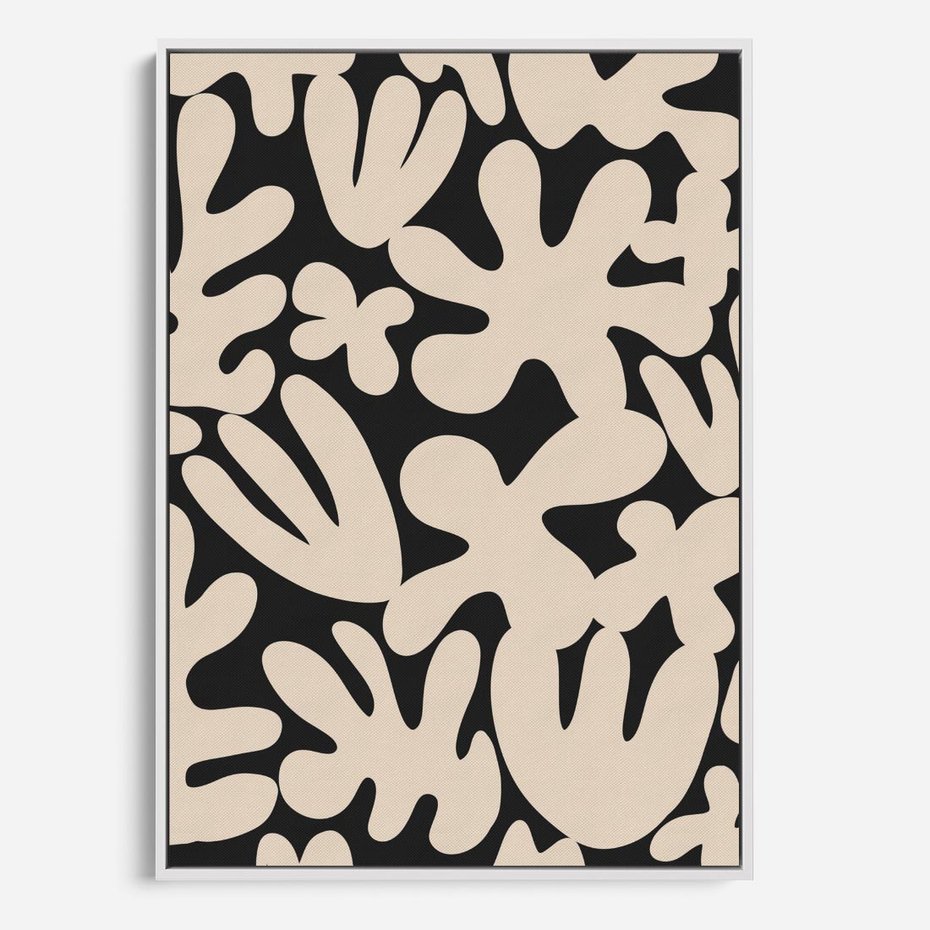 Obraz w ramie 70x100 - Księga Ukrytych Widoków - abstrakcyjne czarno białe formy, minimalizm - rama biała