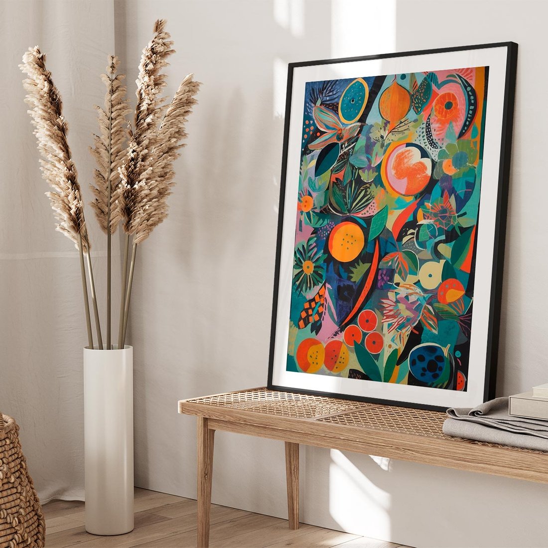 Plakat w ramie 30x40 - Echa Nietuzinkowych Wzorców - abstrakcyjny obraz olejny, jak picasso - rama czarna