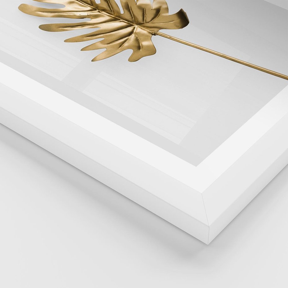 Plakat w ramie 30x40 - Ponadczasowy Urok - złote, liście - rama biała