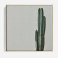 Obraz w ramie 50x50 - Zieleń i Subtelność - kaktusy, liście - rama drewno
