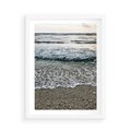 Plakat w ramie 50x70 - Spokojna Plaża - plaża, żwirek - rama biała