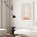 Plakat w ramie 30x40 - Słońce w Stylu Boho - słońce, grafika boho - rama biała