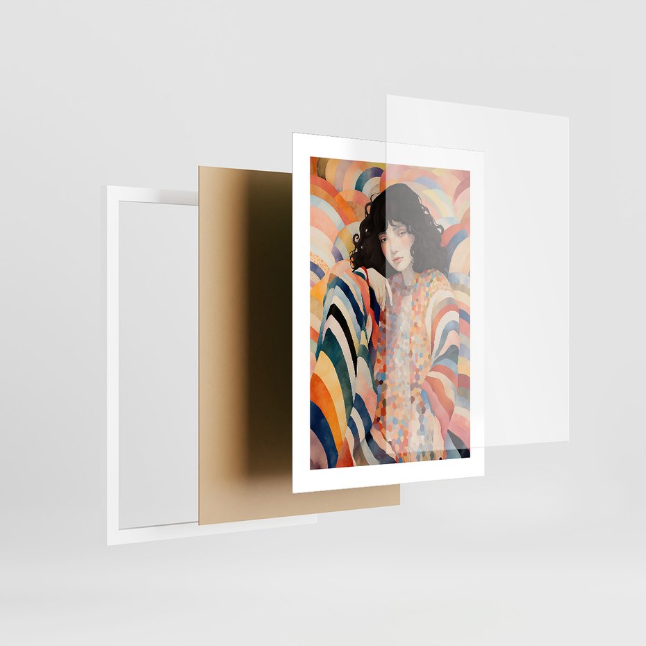 Zestaw obrazy w ramie 40x50 galeria - kobieta, boho, obraz, olejny, akwarela - rama biała