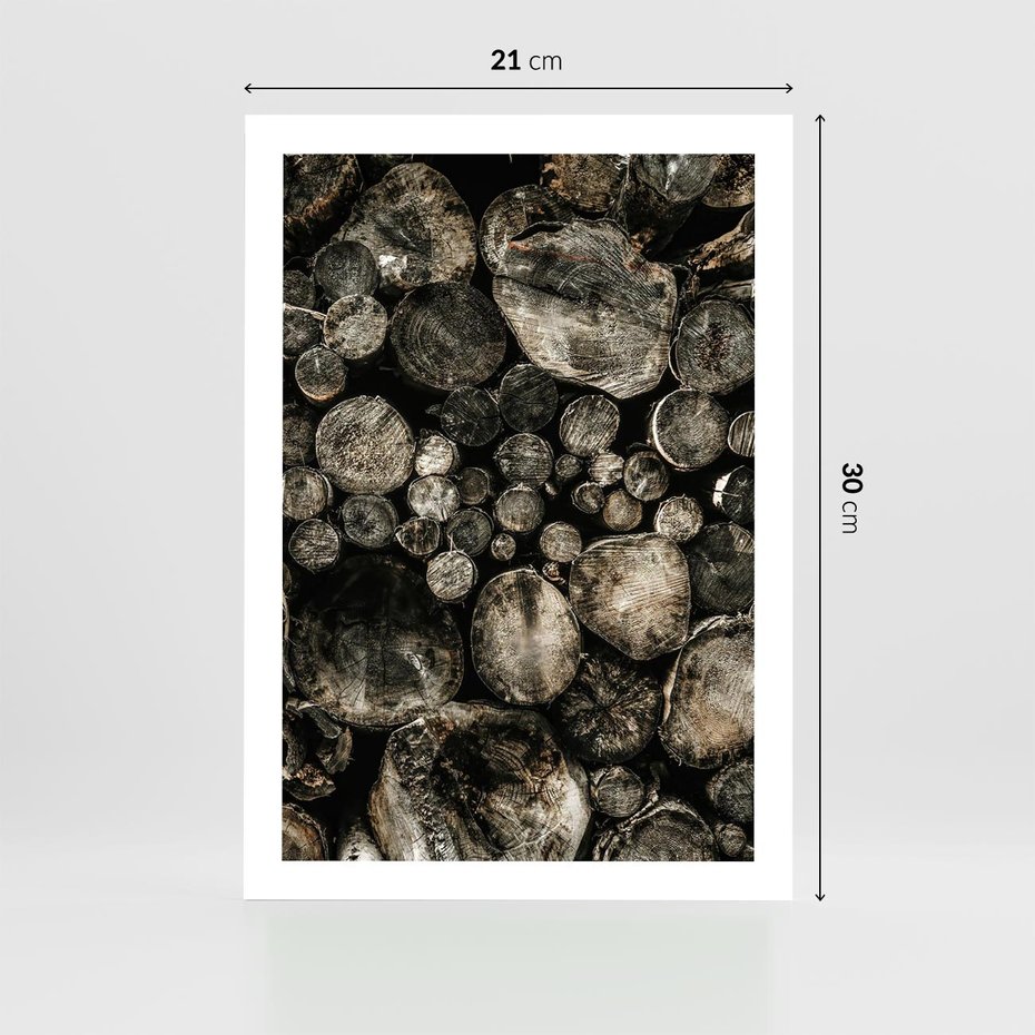 Plakat bez ramy 21x30 - Stos Drewna - kłody drewna, pociete drweno