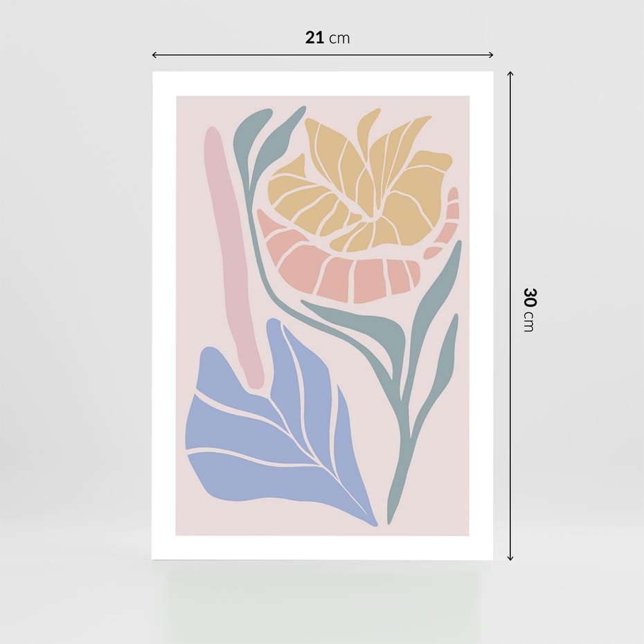 Plakat bez ramy 21x30 - Kwiatowe Granice Kształtów - nowoczesny plakat, kwiaty w pastelowych kolorach