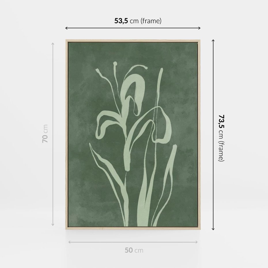 Obraz w ramie 50x70 - Zielony Oddech - zielona abstrakcja, zgaszona zieleń - rama drewno