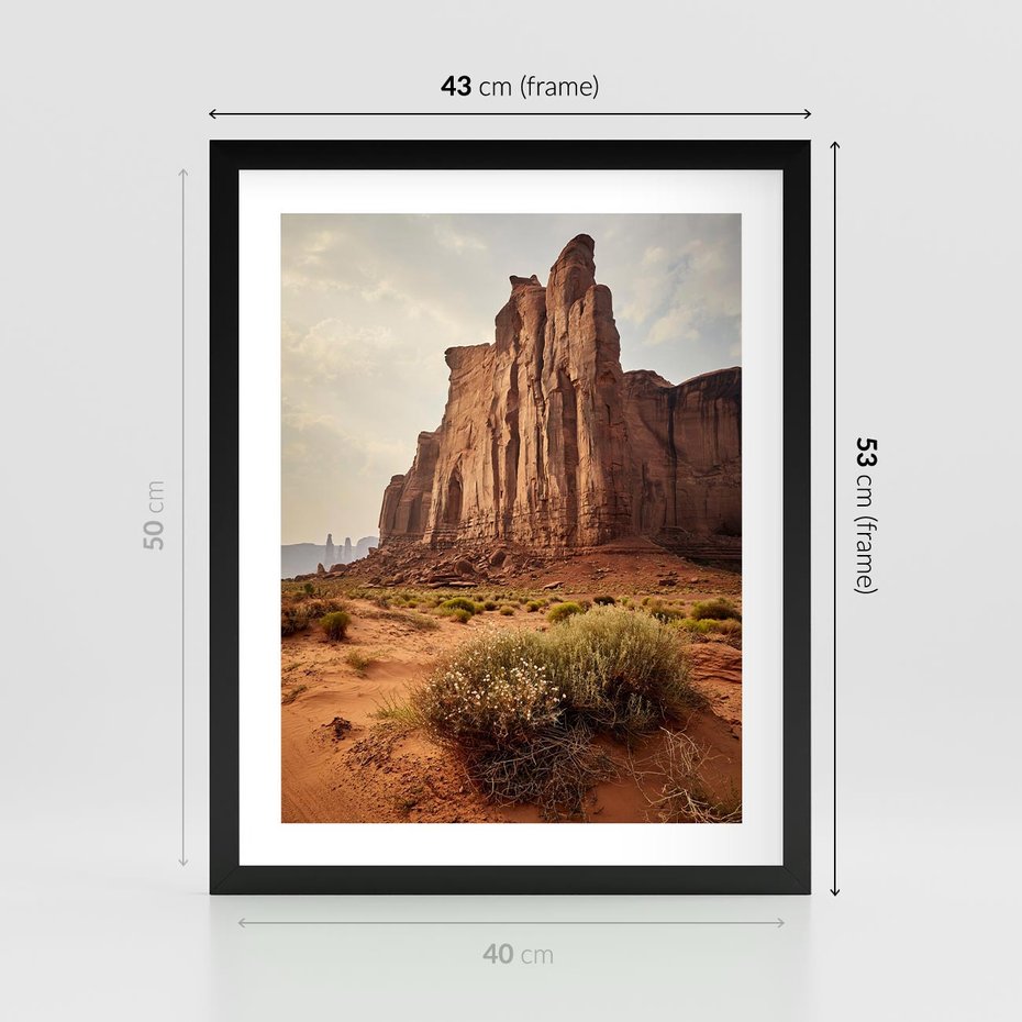 Plakat w ramie 40x50 - Pejzaż pustynnego kanionu - pustynia, kanion - rama czarna